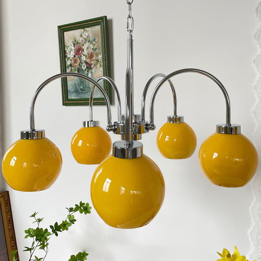 Lustra Chandelier Boules en Verre Jaune - Neutralighting