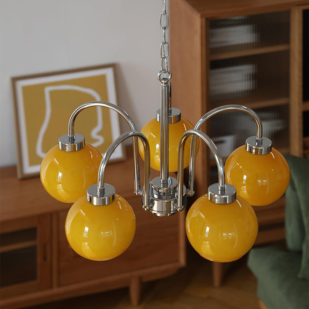 Lustra Chandelier Boules en Verre Jaune - Neutralighting