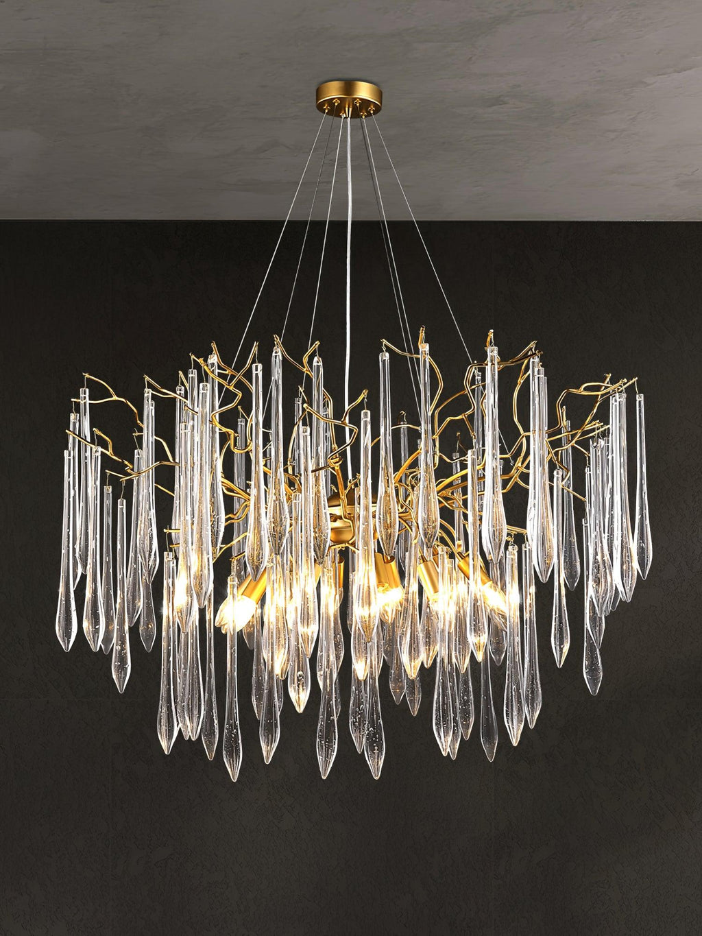 Lustra Chandelier Branches Cristal Suspension Sculpturale Artistique - Neutralighting
