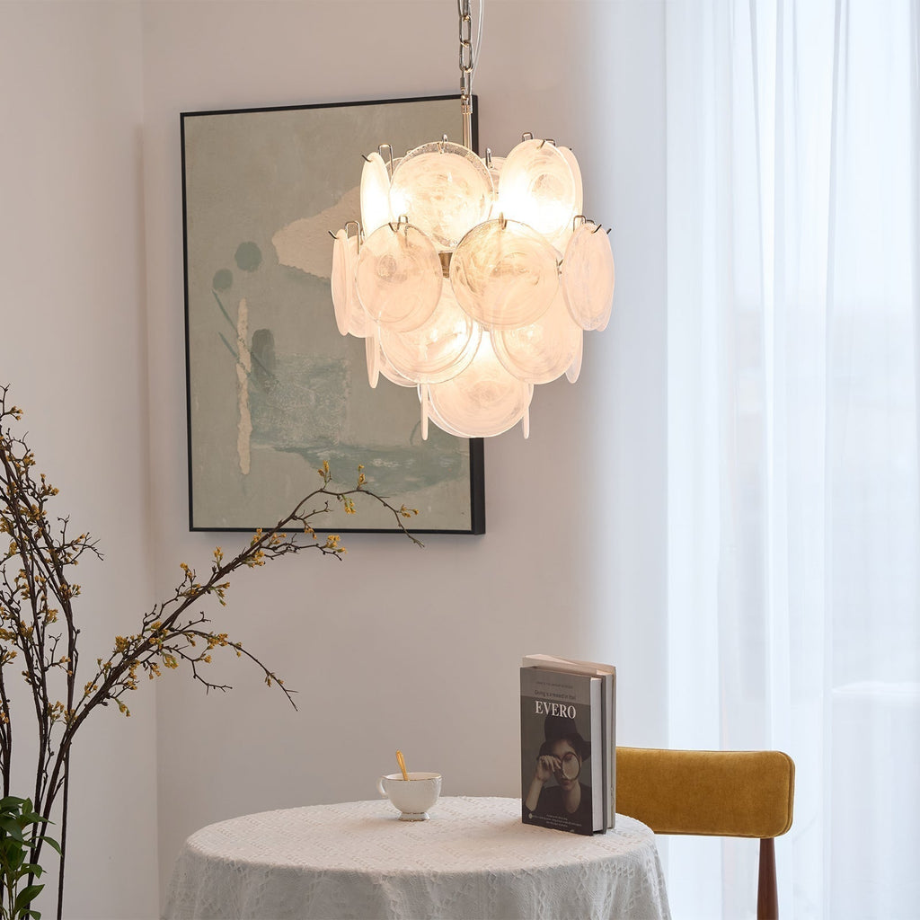 Aurora Lustre Abricot Murano Verre Disque Superposé Artistique - Neutralighting