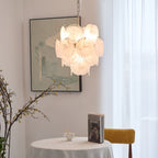 Aurora Lustre Abricot Murano Verre Disque Superposé Artistique - Neutralighting