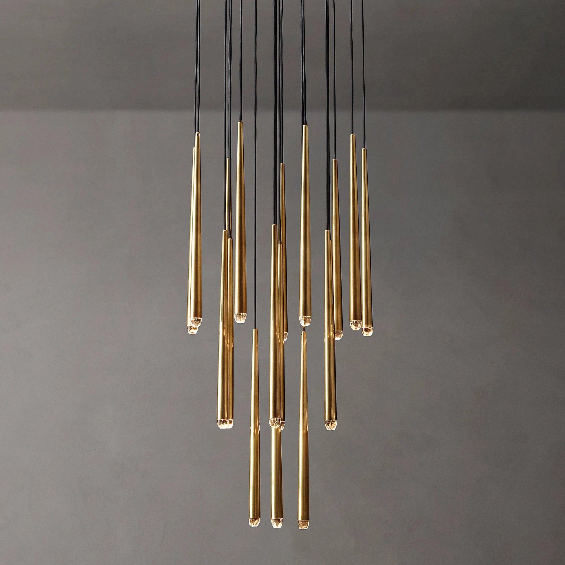 Zenith Chandelier Minimaliste Cristal Laiton - Neutralighting