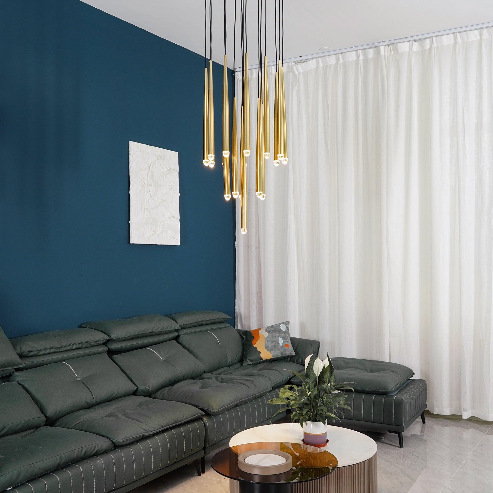 Zenith Chandelier Minimaliste Cristal Laiton - Neutralighting