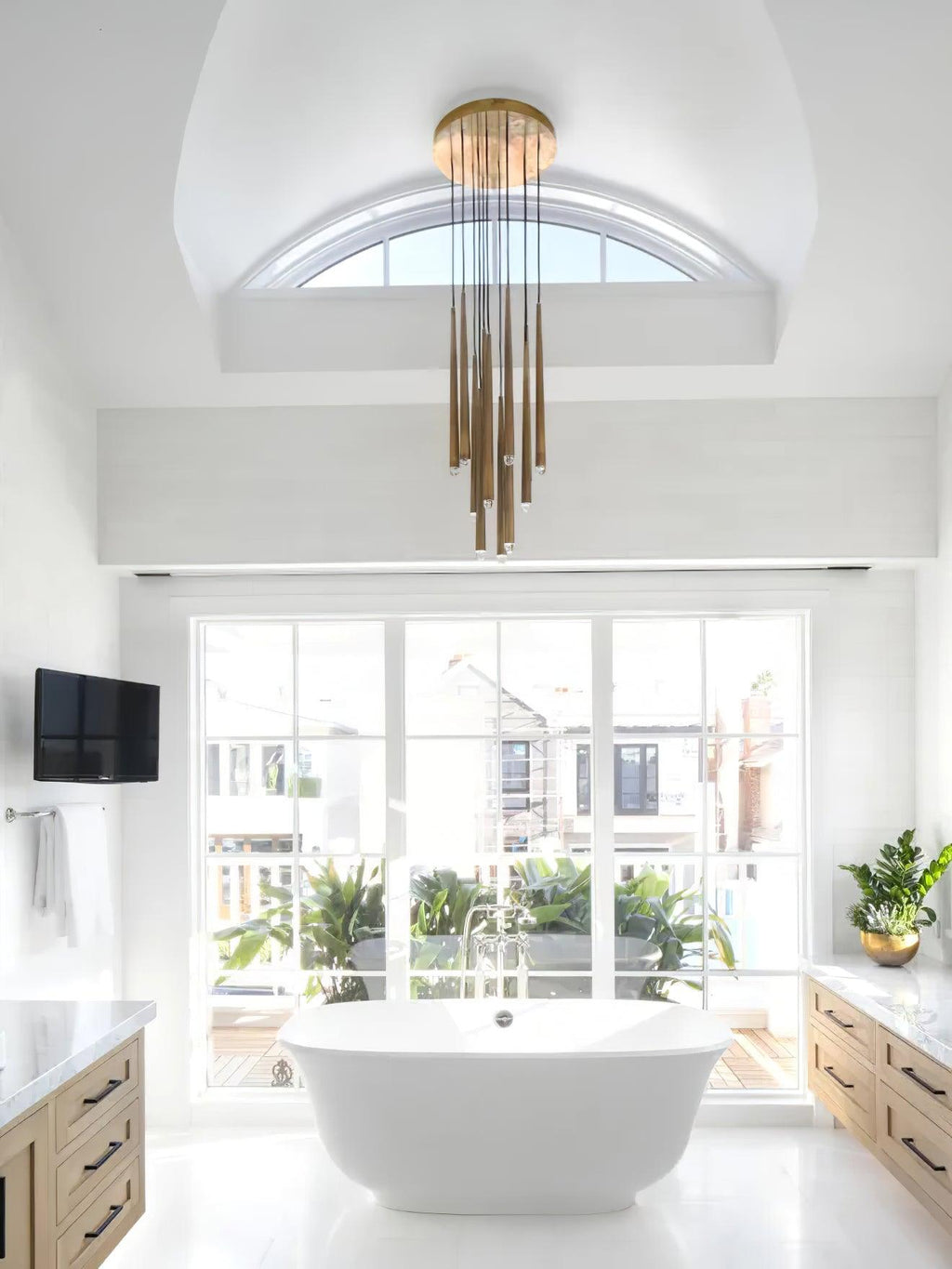 Zenith Chandelier Minimaliste Cristal Laiton - Neutralighting