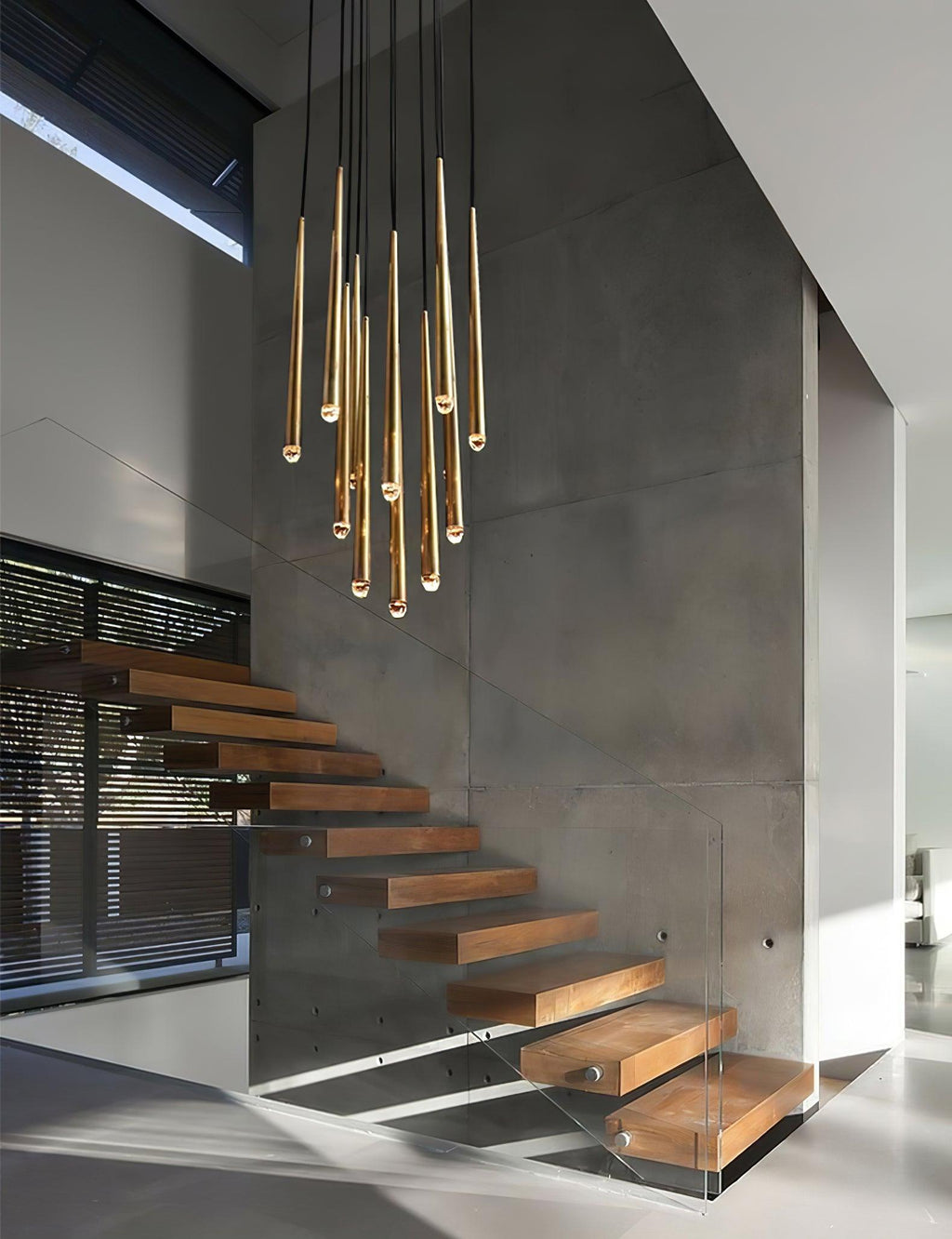 Zenith Chandelier Minimaliste Cristal Laiton - Neutralighting