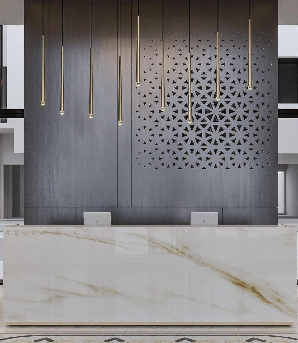 Zenith Chandelier Minimaliste Cristal Laiton - Neutralighting