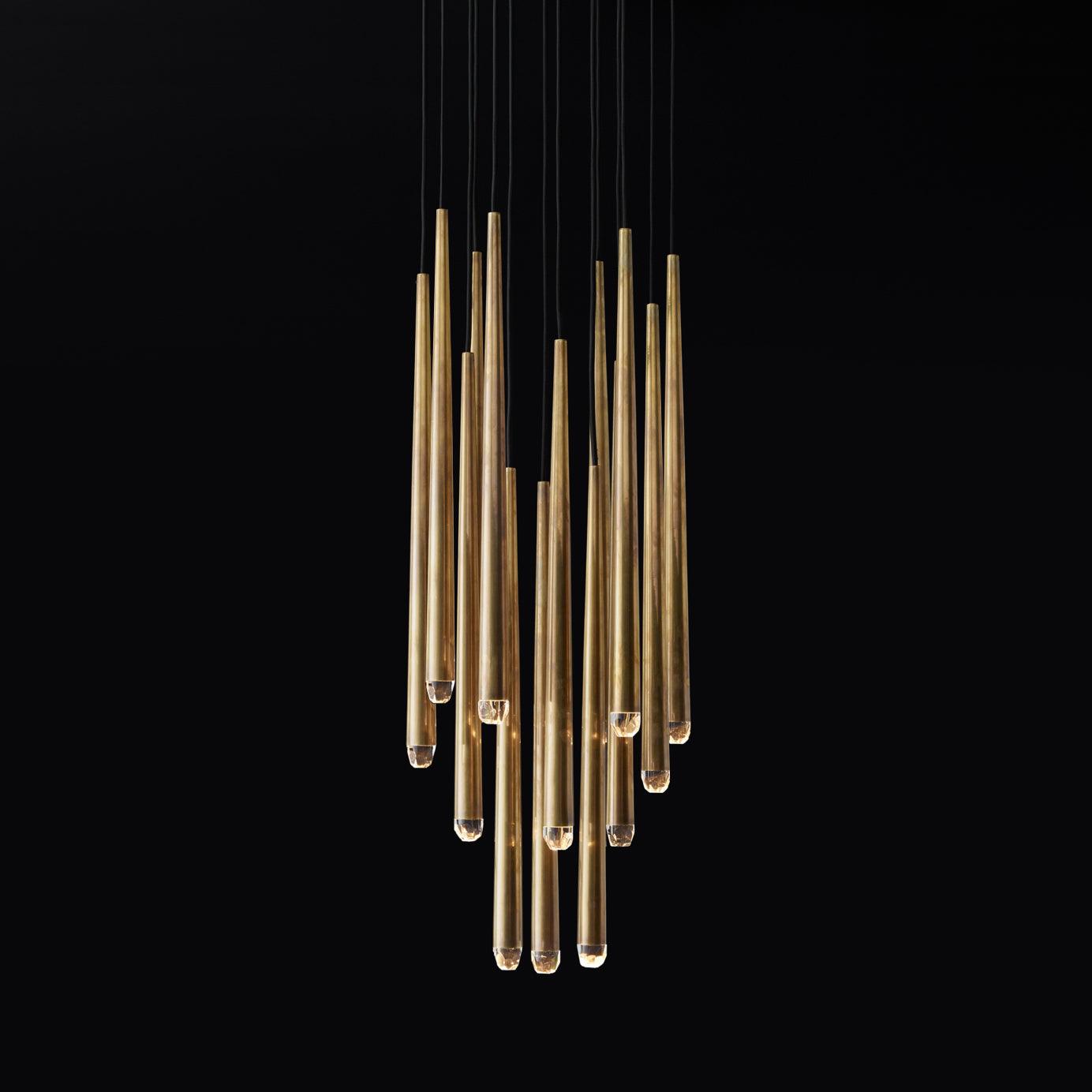 Zenith Chandelier Minimaliste Cristal Laiton - Neutralighting