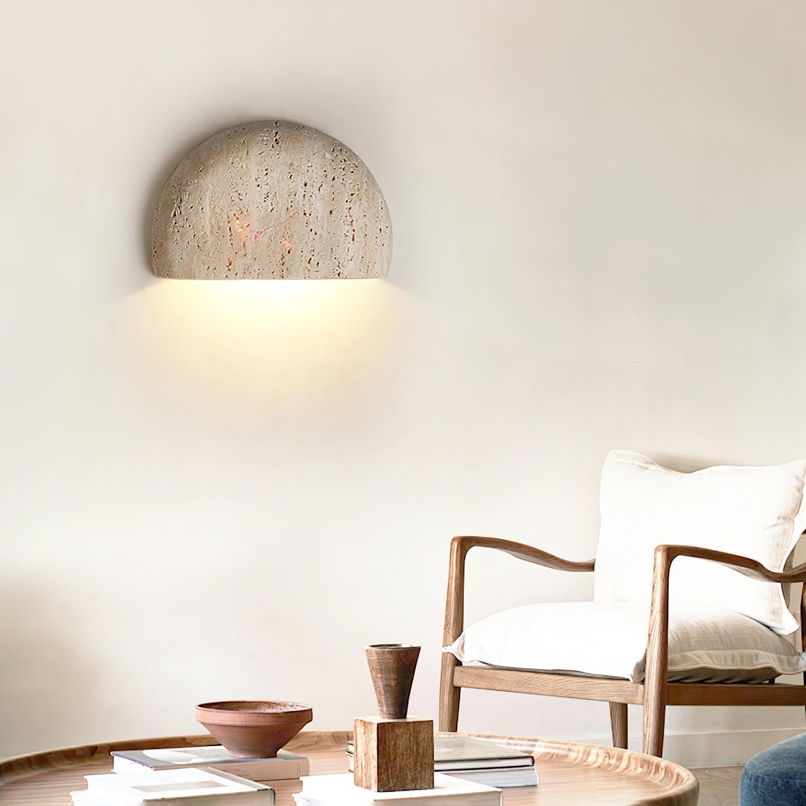 Armarel Applique Murale Demi-Lune en Travertin - Neutralighting