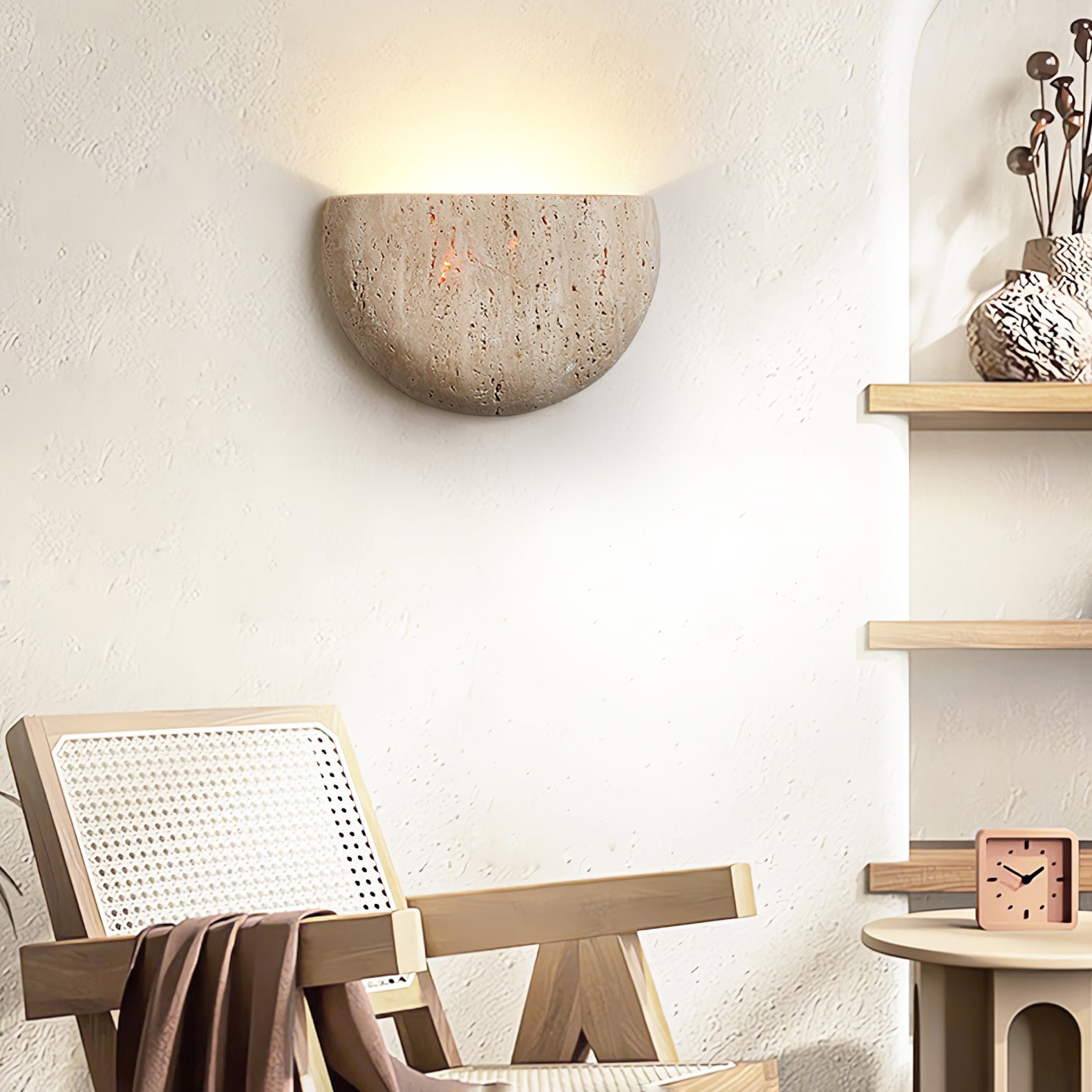 Armarel Applique Murale Demi-Lune en Travertin - Neutralighting