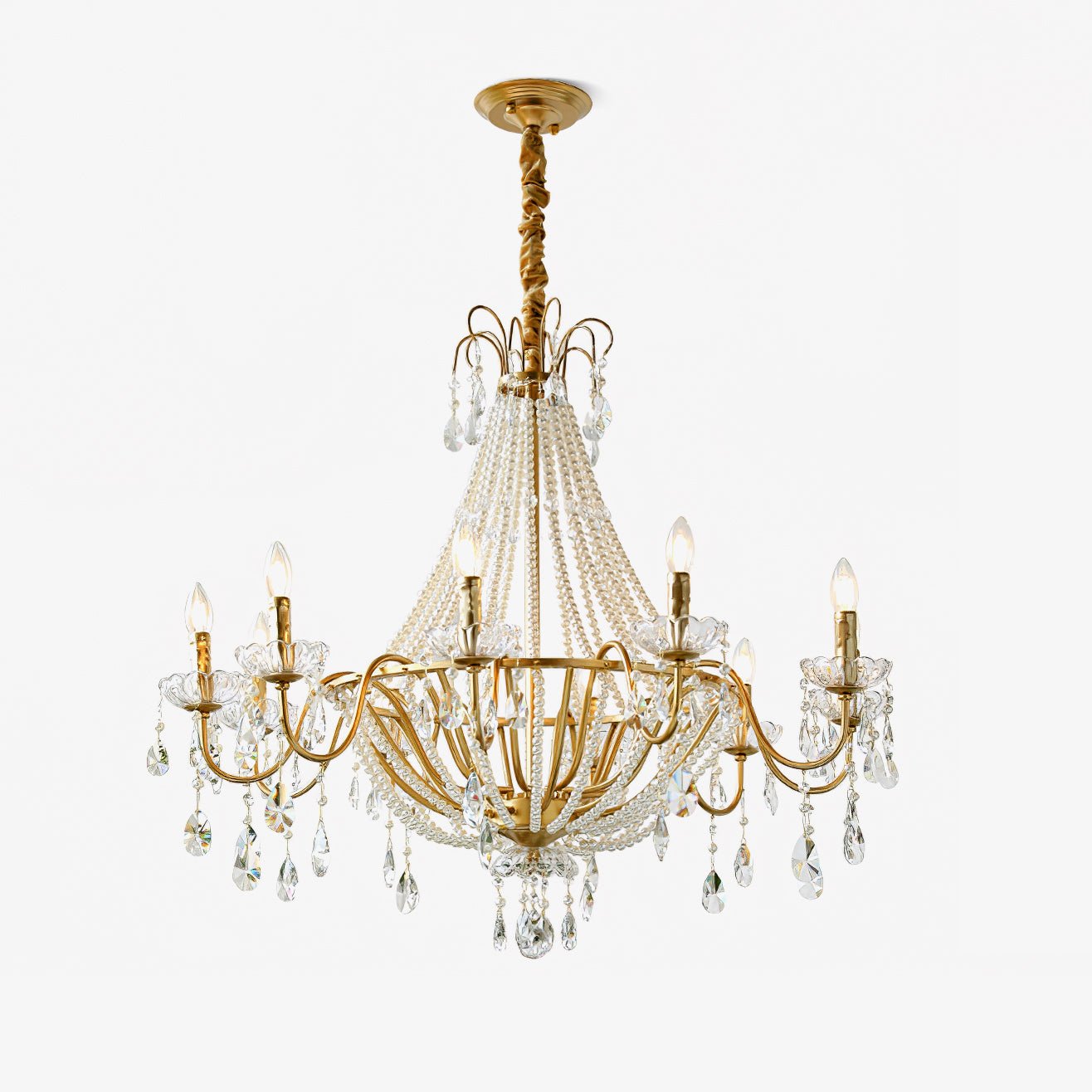 Eurvaros Lustre vintage en cristal et laiton - Neutralighting
