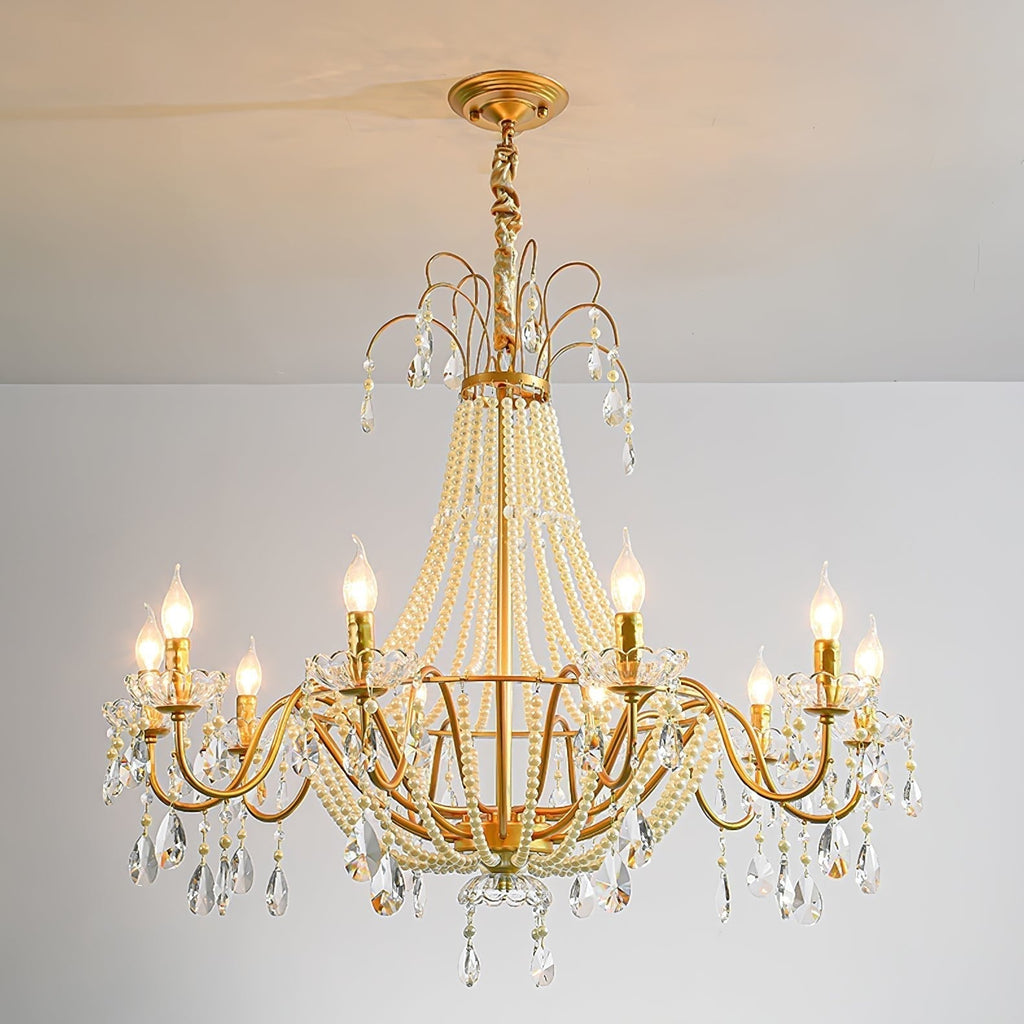 Eurvaros Lustre vintage en cristal et laiton - Neutralighting