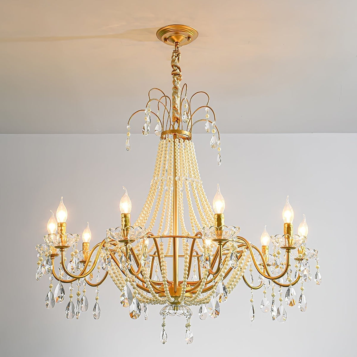 Eurvaros Lustre vintage en cristal et laiton - Neutralighting