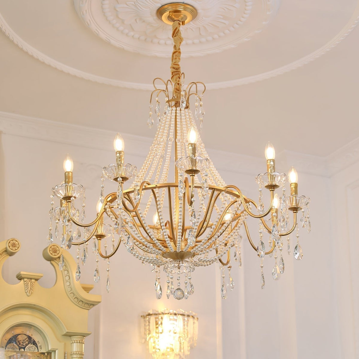 Eurvaros Lustre vintage en cristal et laiton - Neutralighting