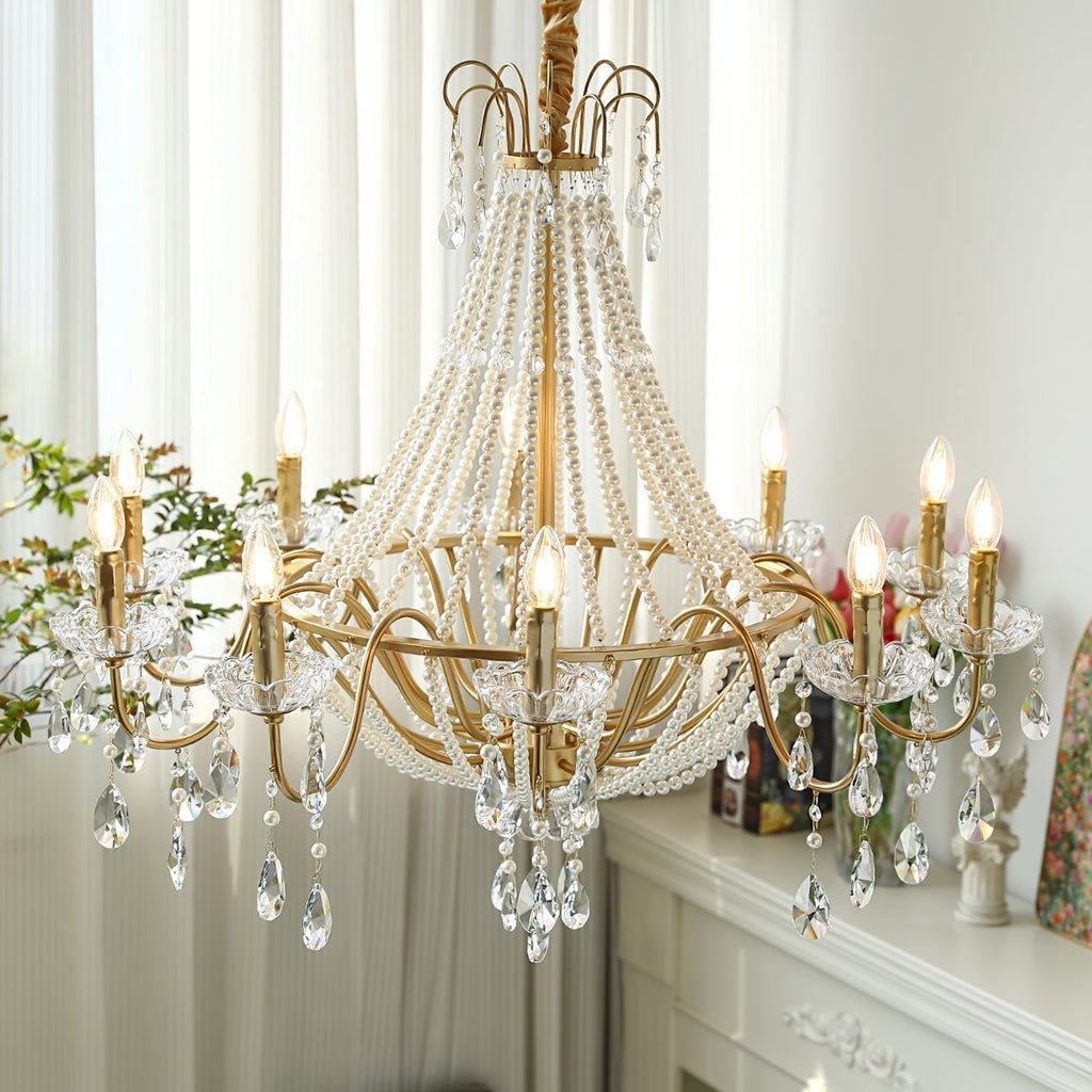 Eurvaros Lustre vintage en cristal et laiton - Neutralighting