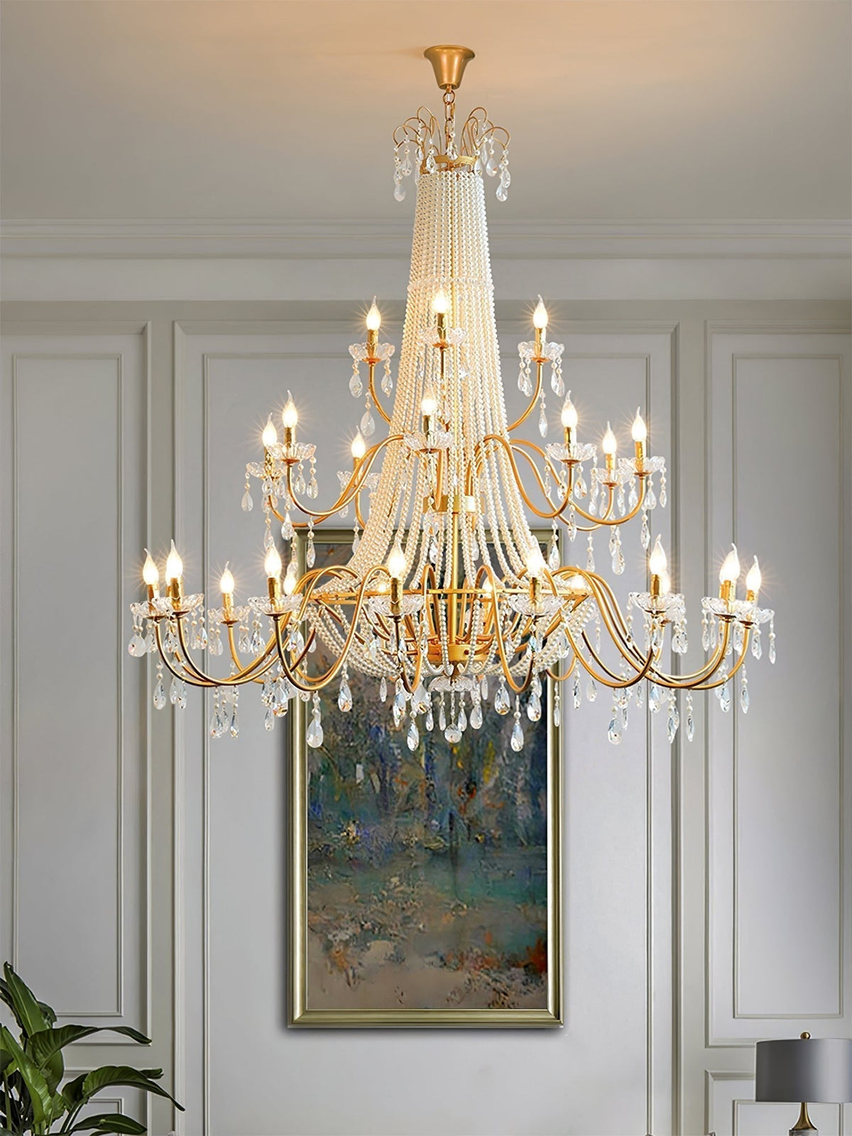 Eurvaros Lustre vintage en cristal et laiton - Neutralighting