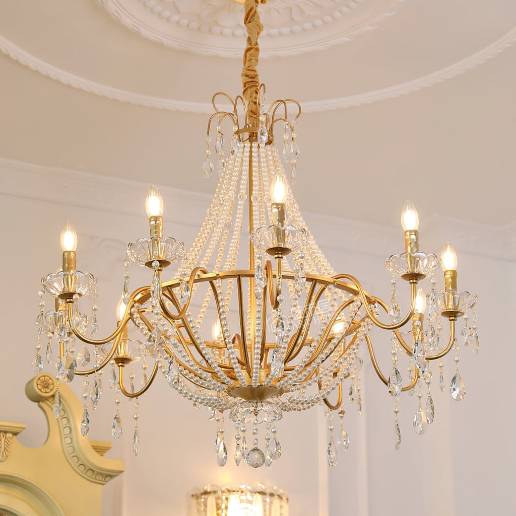 Eurvaros Lustre vintage en cristal et laiton - Neutralighting