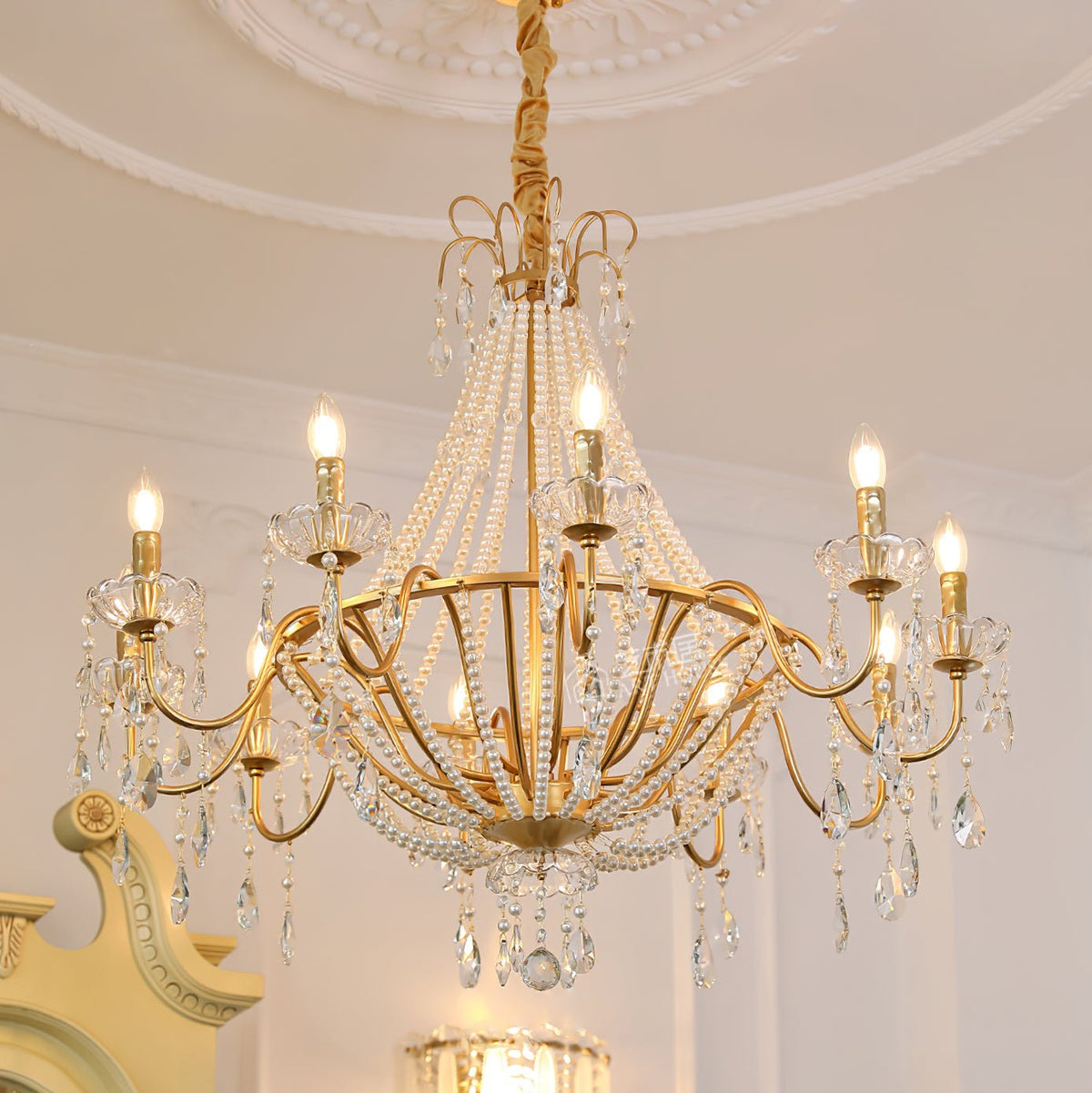 Eurvaros Lustre vintage en cristal et laiton - Neutralighting