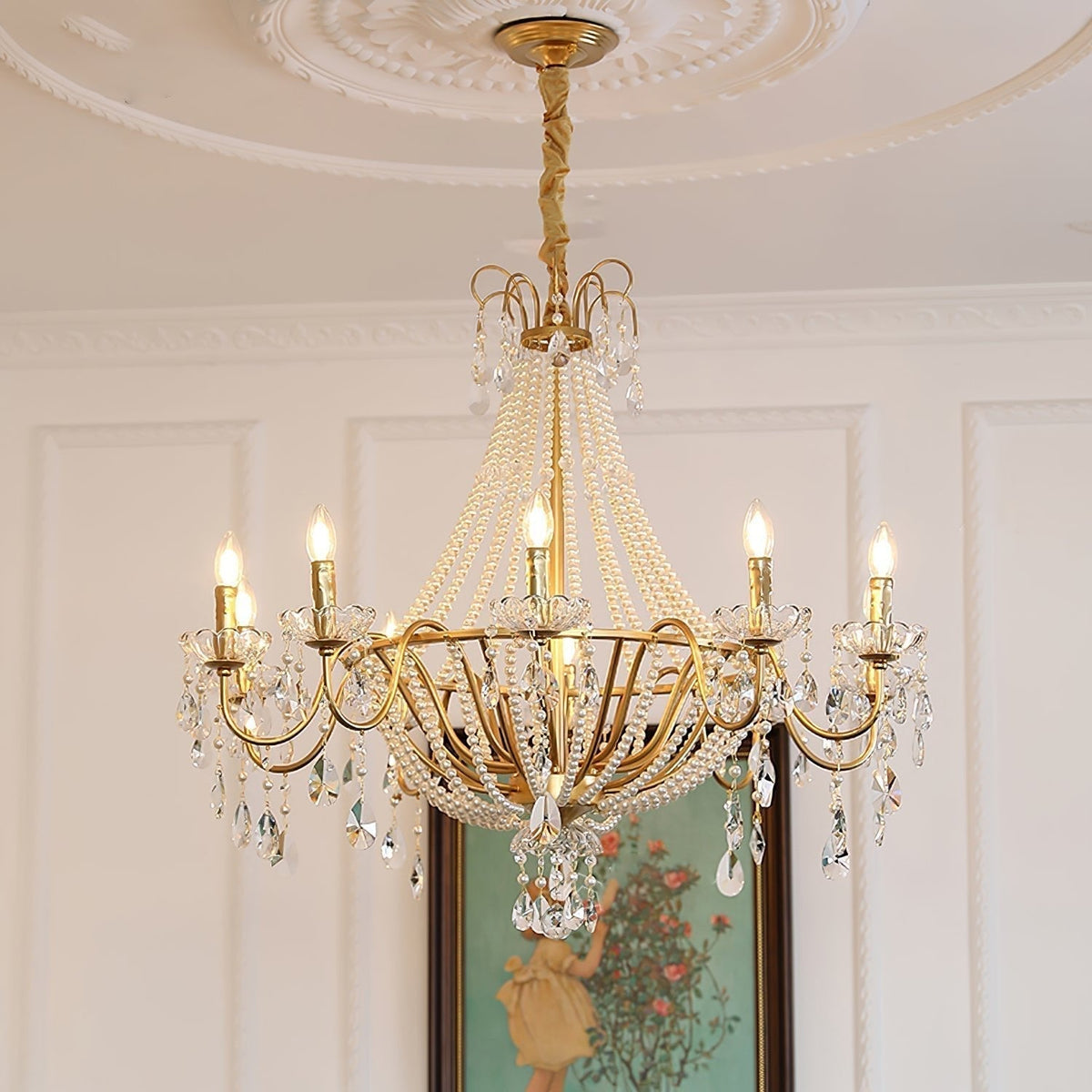 Eurvaros Lustre vintage en cristal et laiton - Neutralighting
