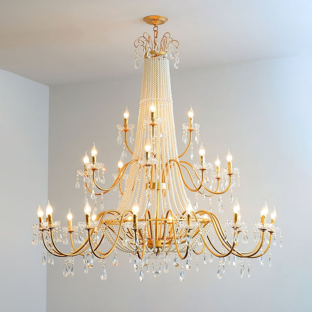 Eurvaros Lustre vintage en cristal et laiton - Neutralighting