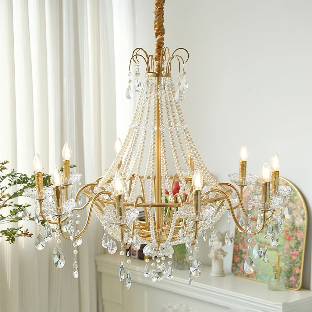 Eurvaros Lustre vintage en cristal et laiton - Neutralighting