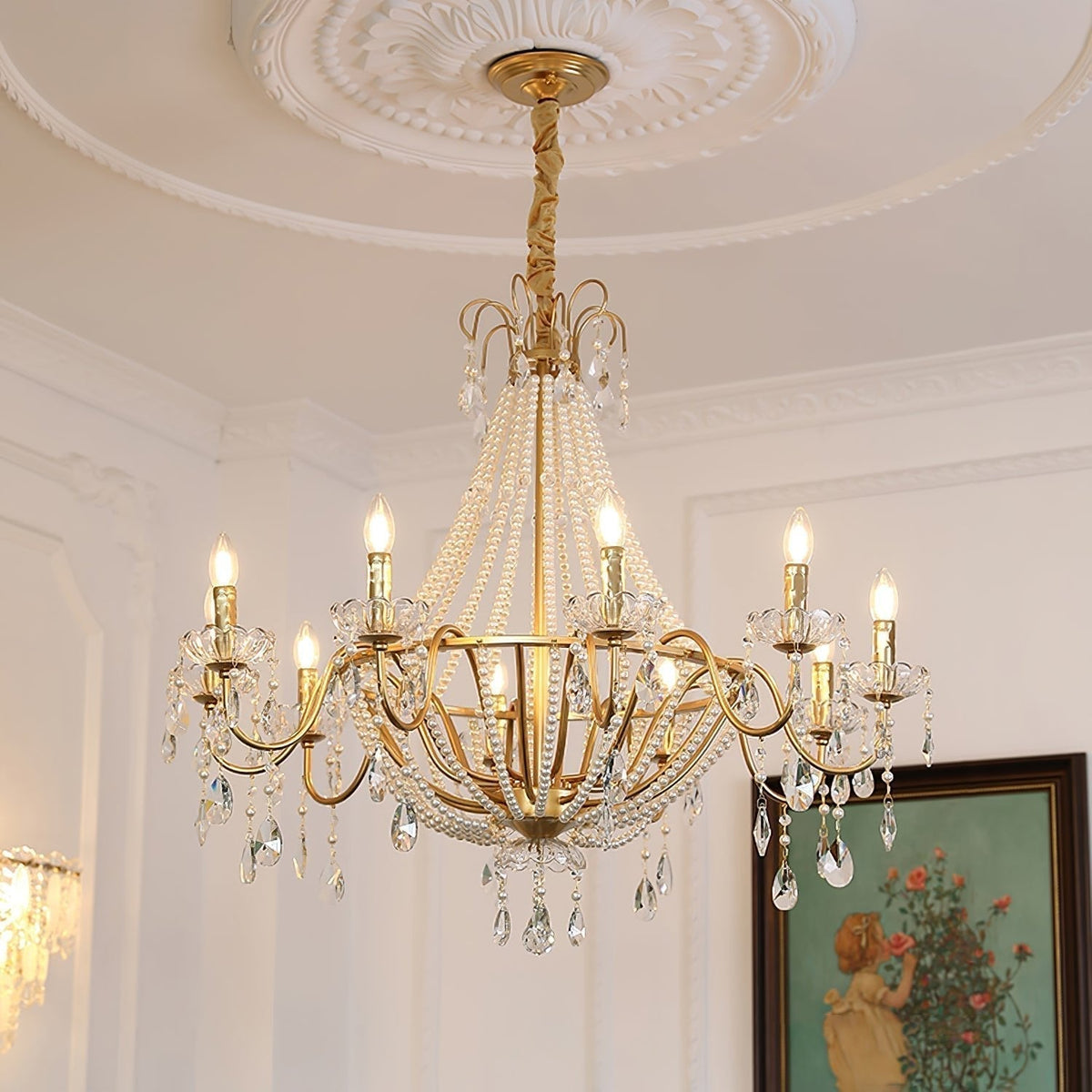 Eurvaros Lustre vintage en cristal et laiton - Neutralighting