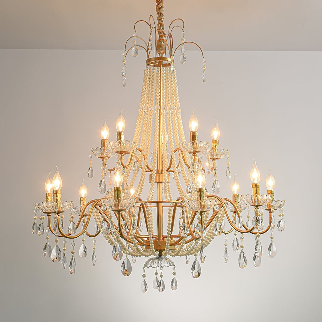 Eurvaros Lustre vintage en cristal et laiton - Neutralighting