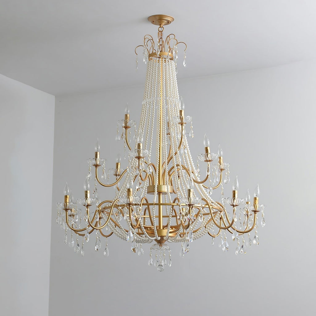 Eurvaros Lustre vintage en cristal et laiton - Neutralighting