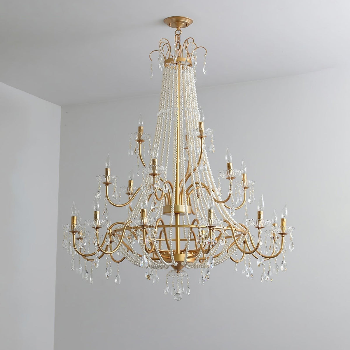 Eurvaros Lustre vintage en cristal et laiton - Neutralighting