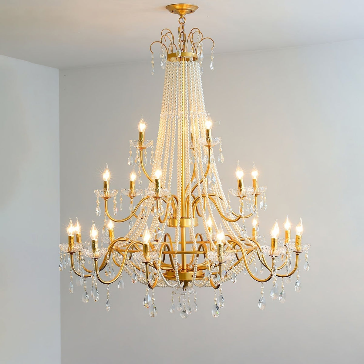 Eurvaros Lustre vintage en cristal et laiton - Neutralighting