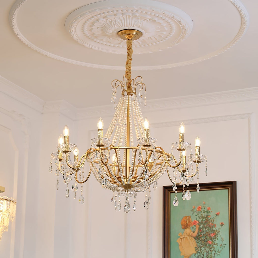 Eurvaros Lustre vintage en cristal et laiton - Neutralighting