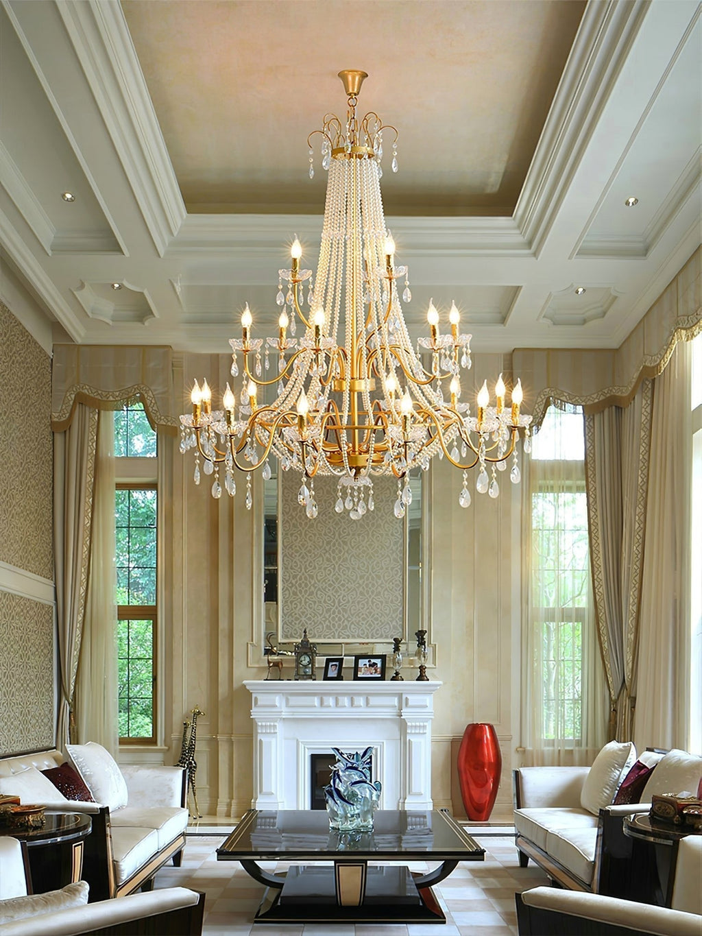Eurvaros Lustre vintage en cristal et laiton - Neutralighting