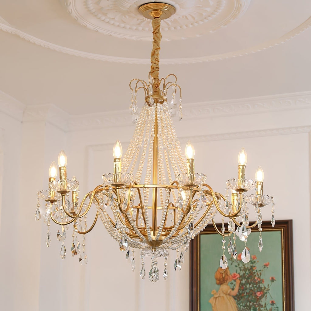 Eurvaros Lustre vintage en cristal et laiton - Neutralighting