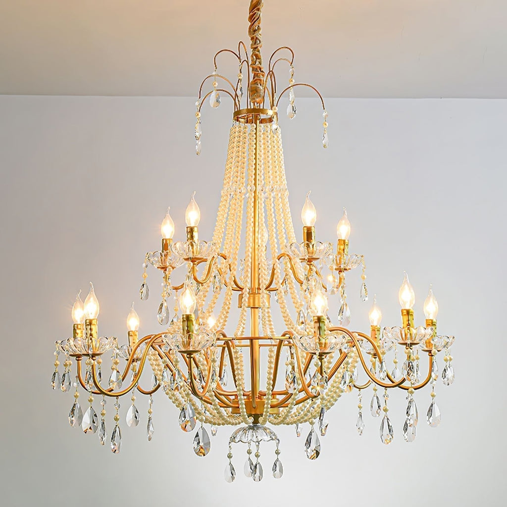 Eurvaros Lustre vintage en cristal et laiton - Neutralighting