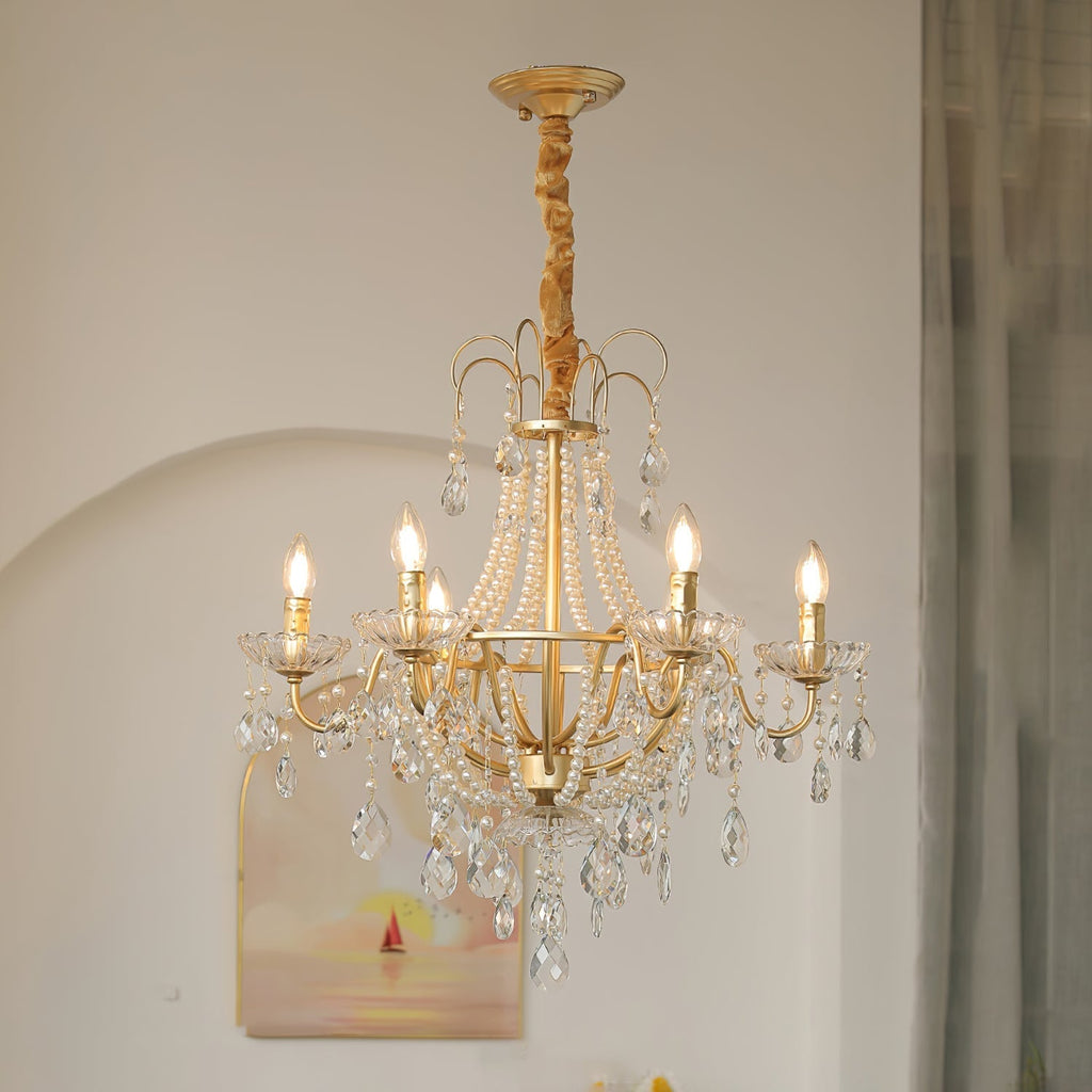 Eurvaros Lustre vintage en cristal et laiton - Neutralighting