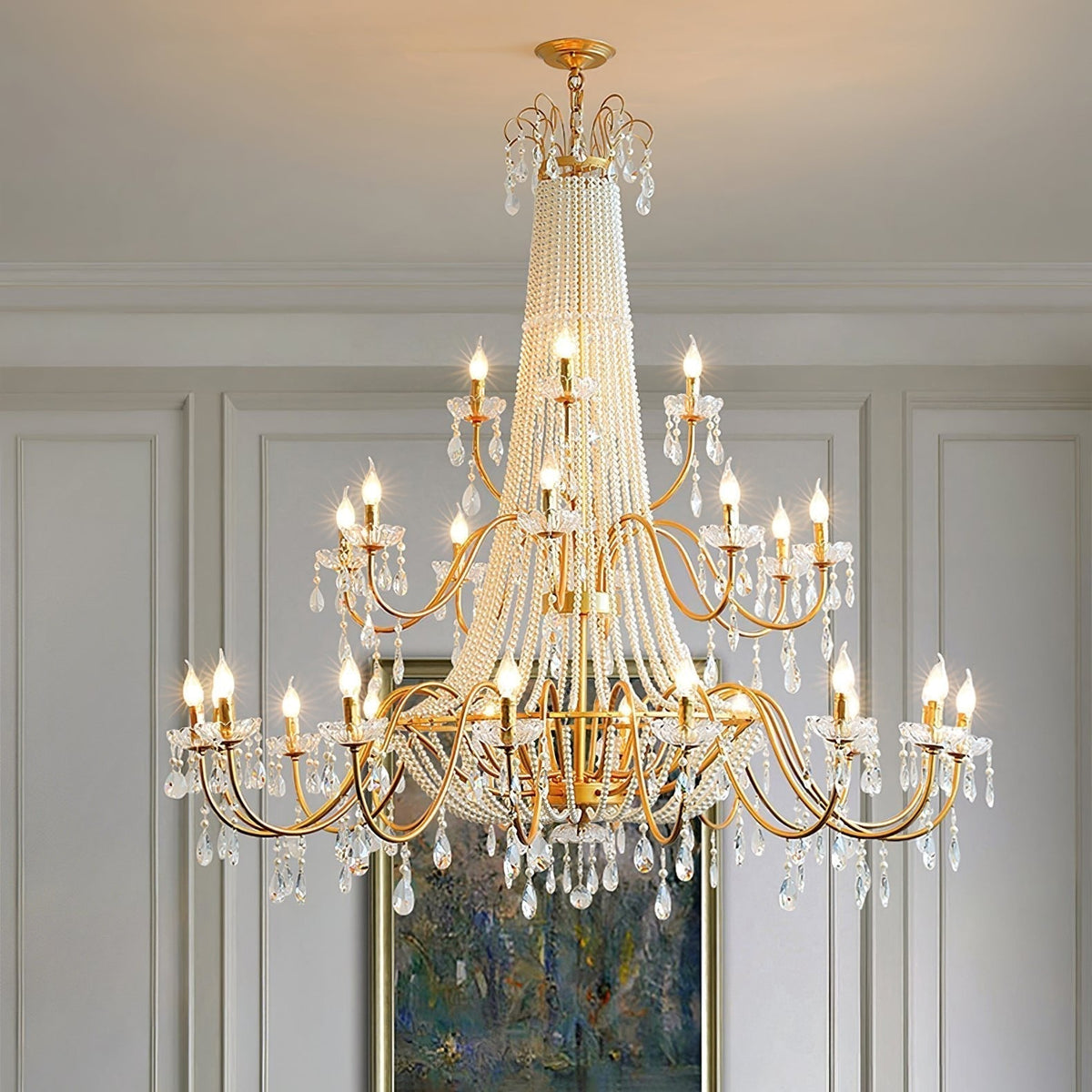 Eurvaros Lustre vintage en cristal et laiton - Neutralighting