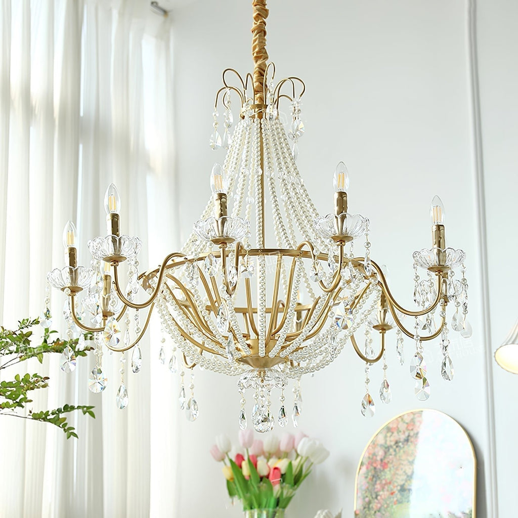 Eurvaros Lustre vintage en cristal et laiton - Neutralighting