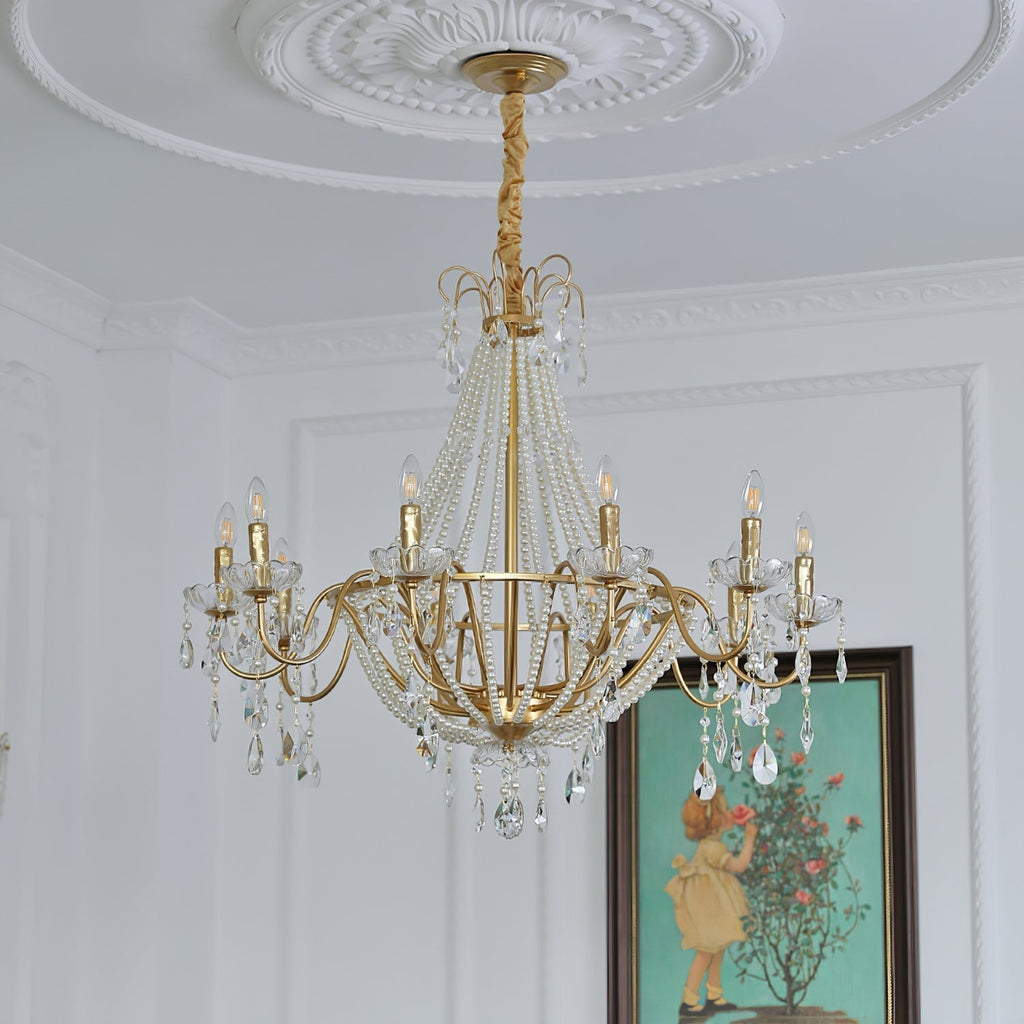Eurvaros Lustre vintage en cristal et laiton - Neutralighting