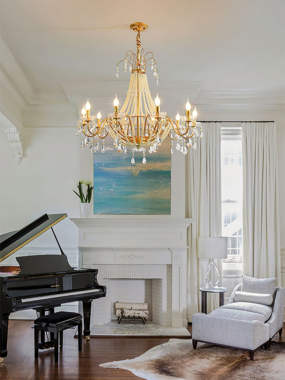 Eurvaros Lustre vintage en cristal et laiton - Neutralighting