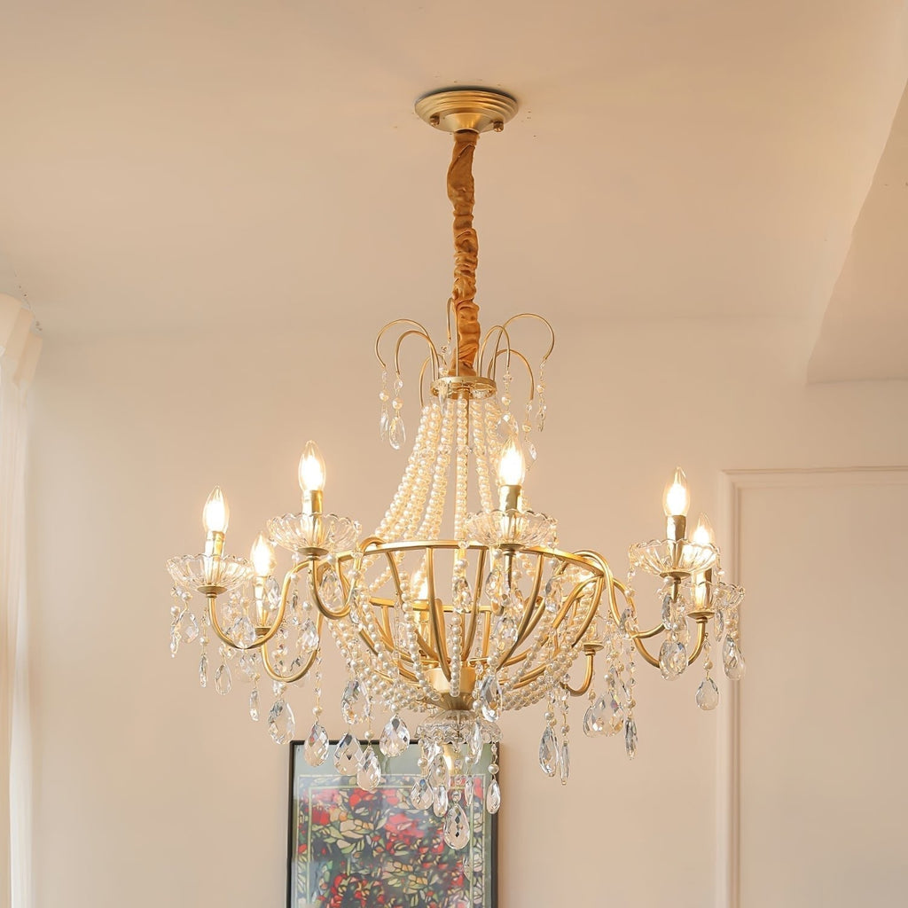 Eurvaros Lustre vintage en cristal et laiton - Neutralighting