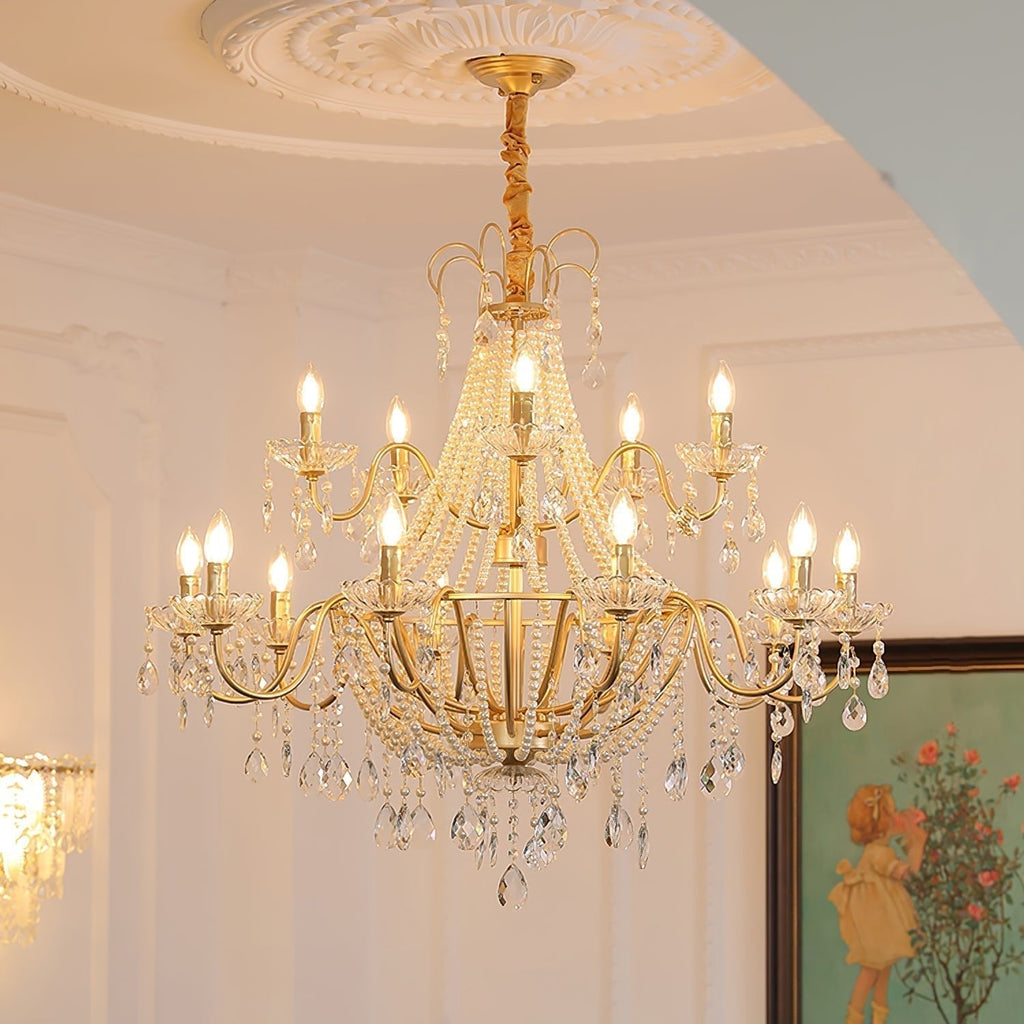Eurvaros Lustre vintage en cristal et laiton - Neutralighting