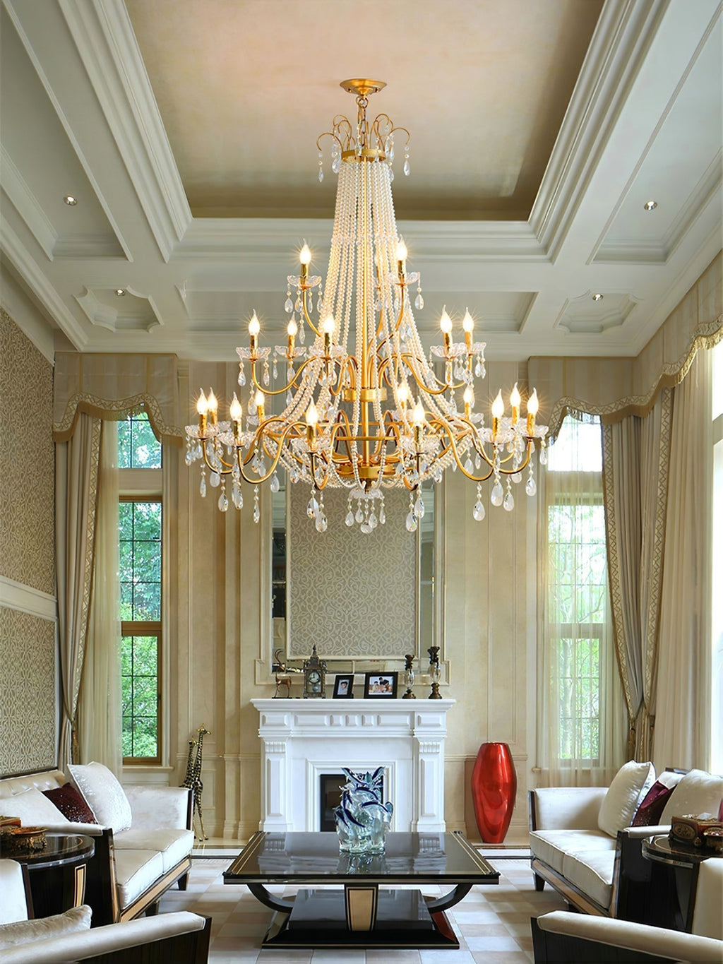Eurvaros Lustre vintage en cristal et laiton - Neutralighting