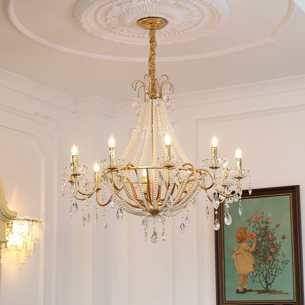 Eurvaros Lustre vintage en cristal et laiton - Neutralighting