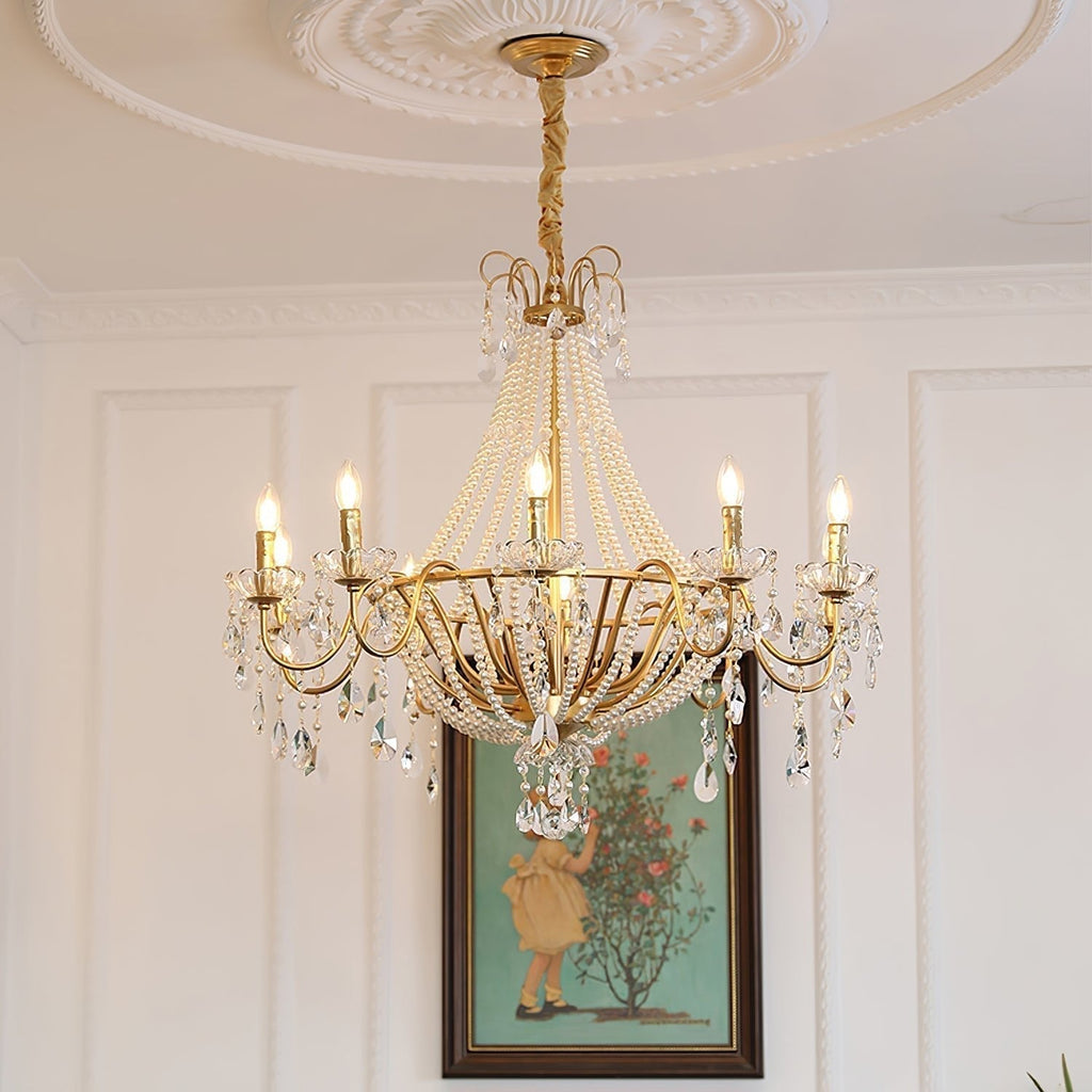 Eurvaros Lustre vintage en cristal et laiton - Neutralighting