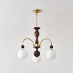 Lustra Suspension Lampe Globe en Noyer et Laiton Vintage - Neutralighting