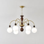 Lustra Suspension Lampe Globe en Noyer et Laiton Vintage - Neutralighting