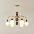 Lustra Suspension Lampe Globe en Noyer et Laiton Vintage - Neutralighting