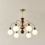 Lustra Suspension Lampe Globe en Noyer et Laiton Vintage - Neutralighting