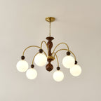 Lustra Suspension Lampe Globe en Noyer et Laiton Vintage - Neutralighting
