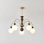 Lustra Suspension Lampe Globe en Noyer et Laiton Vintage - Neutralighting