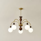 Lustra Suspension Lampe Globe en Noyer et Laiton Vintage - Neutralighting